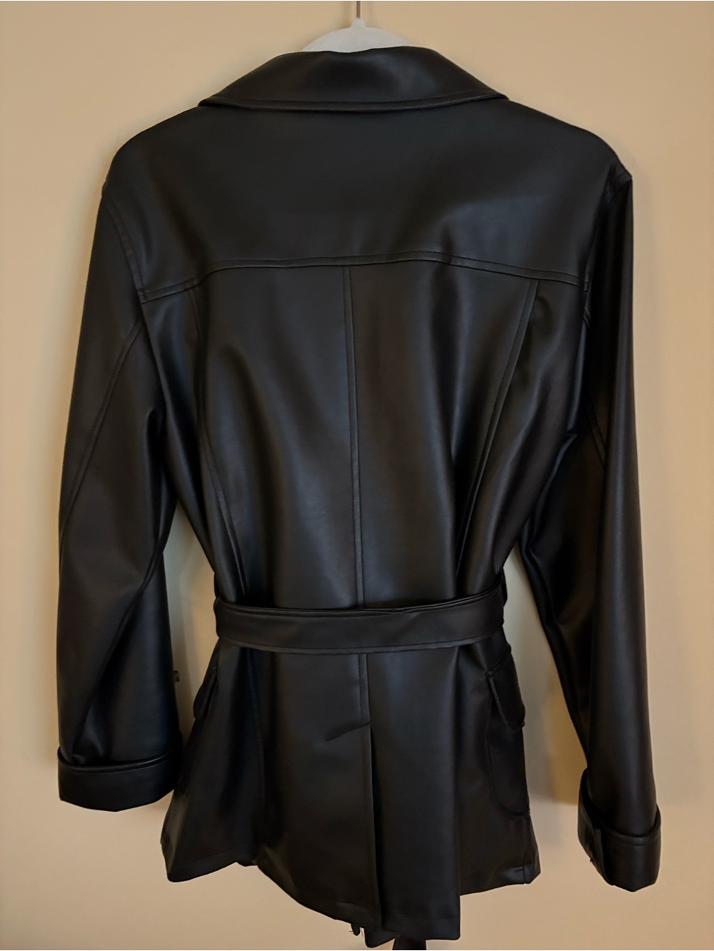 Black Leather belted blazer - Picture 4 of 4